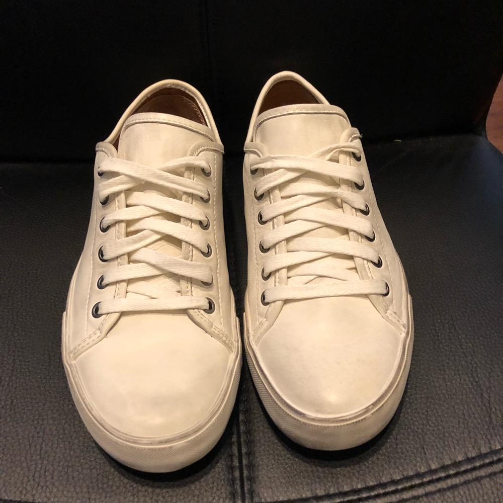Frye Brett Low Sneakers (White Leather)